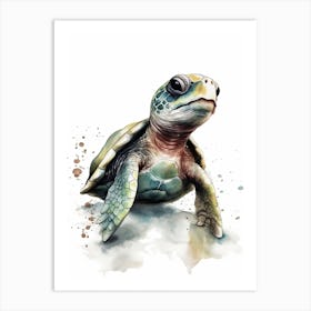 Baby Turtle Watercolour Nursery 1 Art Print