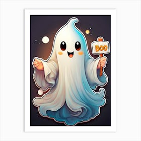 Ghost Holding A Sign Art Print