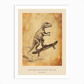 Maiasaura Vintage Dinosaur Poster 3 Art Print