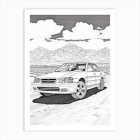 Subaru Impreza Wrx Sti Desert Drawing 2 Art Print
