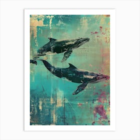 Polaroid Inspired Whales 2 Art Print