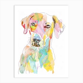 Rhodesian Ridgeback Pastel Line Watercolour Illustration 3 Art Print