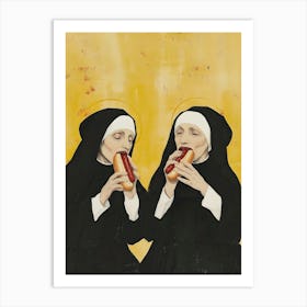 Nuns Eating Hot Dogs Art Print