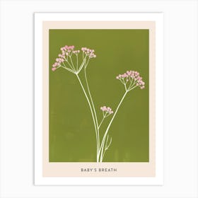Pink & Green Babys Breath 2 Flower Poster Art Print