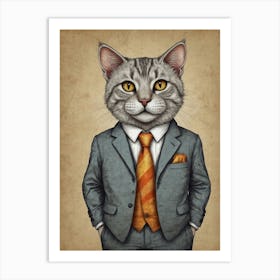 Business Cat 5 Art Print