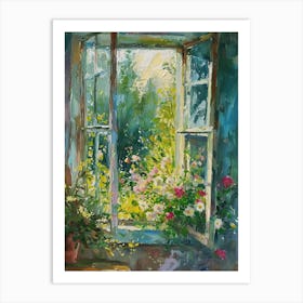 Azalea Flowers On A Cottage Window 2 Art Print