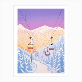 Heavenly Mountain   California:Nevada, Usa, Ski Resort Pastel Colours Illustration 1 Art Print