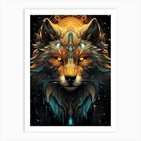 Psychedelic Wolf 1 Art Print