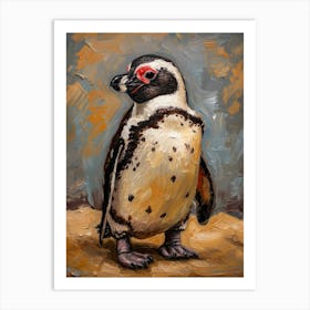 African Penguin Robben Island Oil Painting 2 Art Print