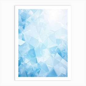 Abstract Geometric Composition Integrating Polygons Soft White And Blue Hues And Transparent Ice (2) Art Print