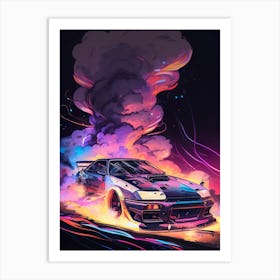 Muscle Smoke Drift Retro Racing vintage classic Car 8 Art Print