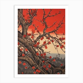 Ume Japanese Plum 1 Vintage Botanical Woodblock Art Print
