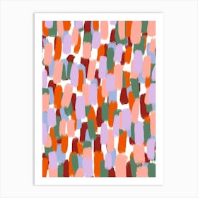 Abstract Paint Brush Strokes Multi Colour Art Print