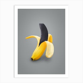 Peeled Black Banana Art Print