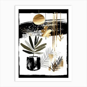 Gold And Black Abstract Painting 102 Art Print