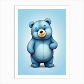 Cute Blue Bear Art Print