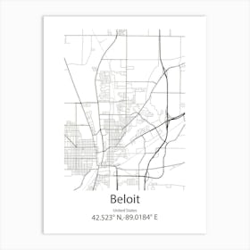 Beloit,United States Minimalist Map Art Print