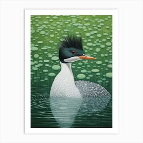 Ohara Koson Inspired Bird Painting Grebe 4 Art Print