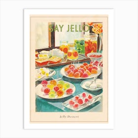 Jelly Dessert Platter Vintage Cookbook Style Illustration Poster Art Print