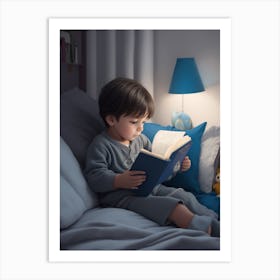 Default A Little A Child Holds A Book And Reads In His Bedroo 0 Edc1db8a E4ab 4688 B1f2 Ffb0e6d9f45a 1 Art Print