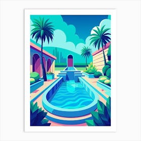 Pool And Palm Trees art print Art Print