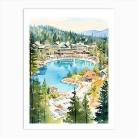 The Ritz Carlton, Lake Tahoe   Truckee, California  Resort Storybook Illustration 3 Art Print