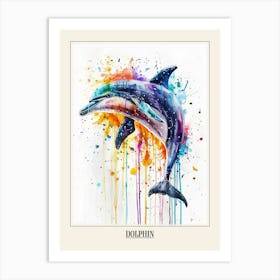 Dolphin Colourful Watercolour 3 Poster Art Print