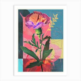 Carnation8 Neon Flower Collage Art Print