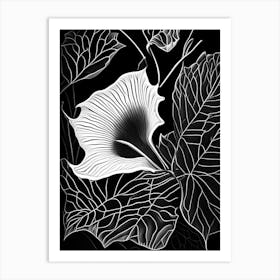 Morning Glory Leaf Linocut 2 Art Print