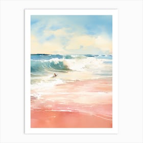 Surfing In A Wave On Pink Sands Beach, Harbour Island 1 Art Print