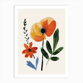 Painted Florals Poppy 1 Art Print