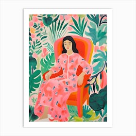 Girl In Pink Art Print