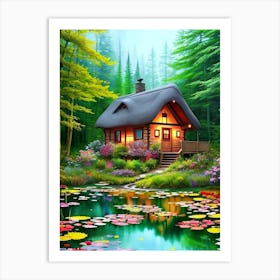 Cottage In The Forest Art Print