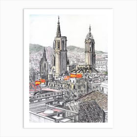 Town Hall and Cathedral Art Print