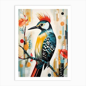 Bird Painting Collage Woodpecker 4 Art Print