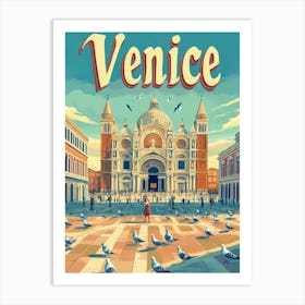 Aihrgdesign A Classic 1960s Travel Poster For Venice 3 Art Print