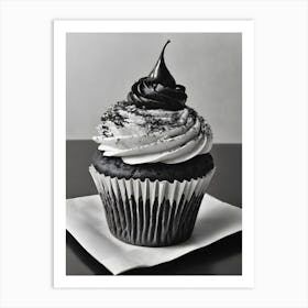 Black And White Cupcake 1 Art Print