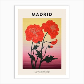Madrid Spain Botanical Flower Market Poster Art Print