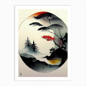 Landscapes 3 Yin And Yang Japanese Ink Art Print