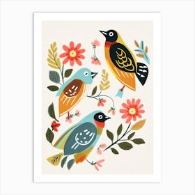 Folk Style Bird Painting Lark 1 Art Print