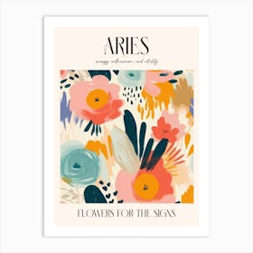 Flowers For The Signs Aries 2 Zodiac Sign Art Print