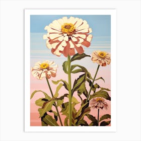 Zinnia 4 Flower Painting Art Print