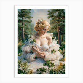 Collage Art of Beautiful Woman in The Forest #10 Art Print