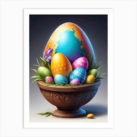 Easter Eggs In A Bowl Art Print