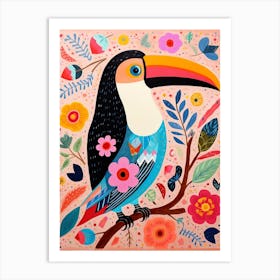 Pink Scandi Toucan 1 Art Print