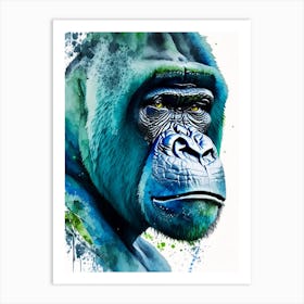 Gorilla With Confused Face Gorillas Mosaic Watercolour 1 Art Print