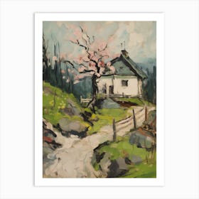 Small Cottage Countryside Farmhouse Painting With Trees 7 Art Print