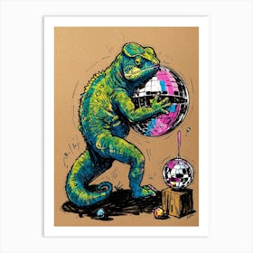 Disco Lizard 1 Art Print