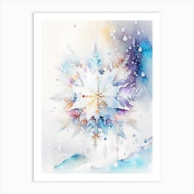 Crystal, Snowflakes, Storybook Watercolours 2 Art Print