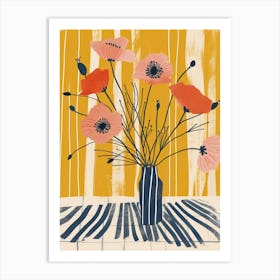 Poppy Flowers On A Table   Contemporary Illustration 2 Art Print